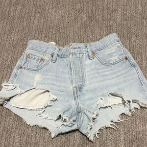 Levi's Distressed Light Blue Jean Shorts